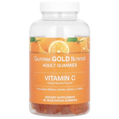 California Gold Nutrition, витамин C, апельсиновый вкус, без желатина, 90 жевательных таблеток